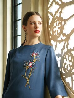 Karchupi Work, Handwork Ideas, Kurta Embroidery, Tandoori Masala, Drape Pants, Embroidery On Kurtis, Trendy Shirt Designs, Simple Embroidery Designs, Kurti Embroidery Design