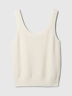 Cropped Pointelle Sweater Tank | Gap Gap Seamless Summer Tops, Gap Seamless Sleeveless Tank Top, Gap Seamless Tank Top, Pointelle Knit Crew Neck Sweater Vest, Chic Knit Camisole Tank Top, Chic Scoop Neck Pointelle Knit Top, Pointelle Knit Tank Top, Chic Pointelle Knit Tank Top, Chic Pointelle Knit Sleeveless Sweater Vest