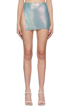 Poster Girl: SSENSE Exclusive Multicolor Iridescent Winona Skirt | SSENSE Miranda Dress, Girl Products, Poster Girl, Metallic Skirt, Stage Costume, Canary Yellow, Girl Clothing, Weekend Outfit, Accessories For Women