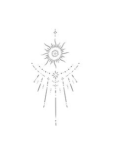 a black and white drawing of a sun with rays coming out of the center, on a white background