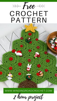 a crocheted christmas tree is shown with the words, free crochet pattern