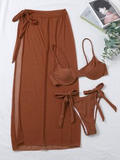 Product information:  Material: Polyester fiber   Style: Leisure   Colour:W hite, orange, caramel, black    Size Information:  Size: S/M/L       Size  waist   Bust hip ... Beachy Outfits, Orange Caramel, Swim Brands, Swimsuits Outfits, Tie Skirt, Cute Bathing Suits, Beach Skirt, Cute Swimsuits, Summer Beach Wear