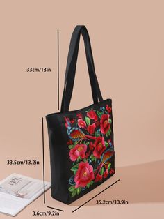 This stylish tote bag features elegant floral and bird embroidery, making it the perfect Mother's Day gift for any mom. With its spacious interior and durable construction, it's not only beautiful but also functional for all her daily needs. Show your appreciation and love with this thoughtful gift. Color : Multicolor Strap Type : Double Handle Details : Embroidery Pattern Type : Floral Bag Size : Medium Pattern Type : Tribal Style : Vacation Type : Shopper Bag Closure Type : Zipper Features : H Embroidered Tote Bag, Stylish Tote Bag, Embroidered Tote, Bird Embroidery, Floral Bags, Elegant Floral, Shopper Bag, Embroidery Pattern, Mother's Day Gift