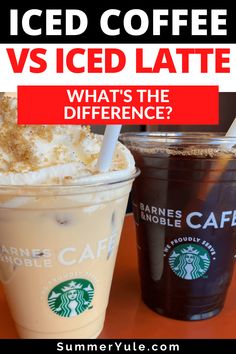 two iced coffees with the words iced coffee vs iced latte what's the differences?