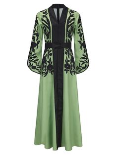 A-line Flared Sleeves Printed Tied Waist V-neck Maxi Dresses Evening Maxi Dresses, Midi Skirts Summer, High Waist Long Skirt, Themed Events, Maxi Dress Evening, Straight Trousers, Maxi Dress Green, Fashion Seasons, Women Skirts Midi