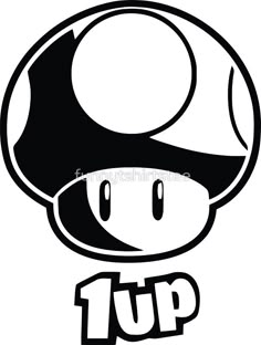 an image of a mushroom with the word up on it's face in black and white