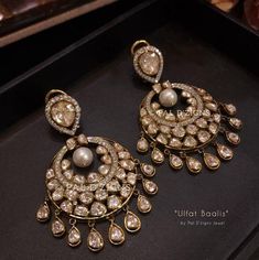 Ulfat Baalis Moissanite Polki Chaandbaali Chand Baali Earrings, Kundan Polki Earrings, Chaandbaali Earrings, Chand Bali Earrings, Polki Bangles, Chand Bali, Affordable Engagement Rings, Bridal Jewels