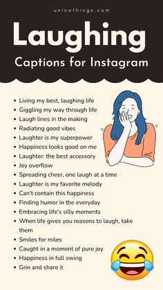 a poster with the words laughing captions for instagram