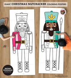 two children are drawing nutcrackers on paper