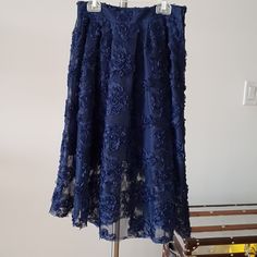 Floral Skirt To Matching Top. Both Can Be Worn Alone Or Separate. Easy To Hem If Needed. Top Shown Is Sold Separately. Necklace Not Included. Blue Tiered Skirt For Party, H&m Skirt For Spring Party, H&m Party Skirt For Spring, Blue Long Skirt For Party, H&m Lined Skirt For Spring, H&m Pleated Skirt For Spring, H&m Spring Lined Skirt, Blue Lined Mini Skirt For Formal Occasions, Blue Formal Mini Skirt With Lining