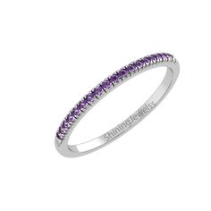 Dainty Amethyst Wedding Rings - Half Eternity Wedding Bands Grace your union with the Dainty Amethyst Wedding Band. Delicate and enchanting, this band features a row of exquisite amethyst gemstones, symbolizing spiritual harmony and clarity. With its subtle elegance, it reflects your unique bond and commitment, adding a touch of sophisticated charm to your journey together. Created Item: Each ring is meticulously crafted with care and attention to detail. Origin: Delivered from a small, dedicate Birthstone Wedding Band, Amethyst Wedding Band, Amethyst Wedding Rings, Amethyst Wedding, Half Eternity Wedding Band, Subtle Elegance, Half Eternity Band, February Birthstone, February Birth Stone