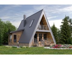 a - frame house with an attic dormer on the roof