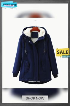 Size Ladies Hooded Conventional Lambswool Winter Warm Waist Women's Cotton-padded Coat Cotton Hooded Jacket For Winter Workwear, Winter Workwear Cotton Hooded Jacket, Winter Workwear Parka With Long Sleeves, Navy Fleece-lined Outerwear For Fall, Navy Outerwear With Fleece Lining For Fall, Navy Cotton Outerwear For Winter, Hooded Wool Winter Outerwear, Navy Wool Outerwear For Winter, Navy Winter Parka With Pockets