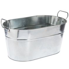 a large metal tub with handles on an isolated white background for use in cooking or baking