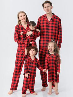 Christmas Family Matching Checked Print Pajamas Sets Dress Shirt Trousers - Wholesale Trendy Baby & Kids Clothes, Toddler & Infant Clothes Mother Father And Baby, Mens Christmas Pajamas, Dirndl Outfit, Holiday Pjs, Plaid Set, Matching Family Christmas Pajamas, Baby Overall, Father And Baby, Family Pajama Sets