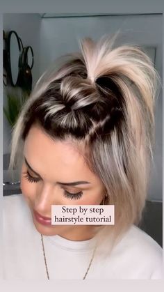 Short Hair Updo Tutorial, Short Hair Up, Short Hair Tutorial, Hair Videos Tutorials