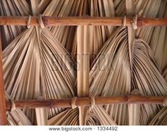 an image of bamboo roofing material for decoration or wall coverings in the house