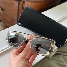 Just Bought These In Mykonos. Still Selling In Store And Can’t Find Them Online Yet!! Posted Most Similar Style And Also Actual Photos. Style 740. They Are A Smokey Clear Frame With Dark Grey Lenses And Tortoise And Gold Arms Elegant Gray Sunglasses For Party, Elegant Gray Square Frame Sunglasses, Elegant Gray Formal Sunglasses, Saint Laurent Accessories, Saint Laurent Sunglasses, Clear Frames, Grey Lenses, Colored Sunglasses, Mykonos