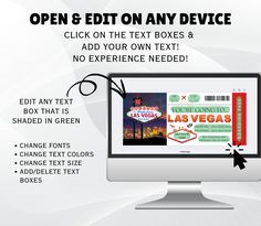 an open and edit on any device click on the text boxes & add your own text no experience needed