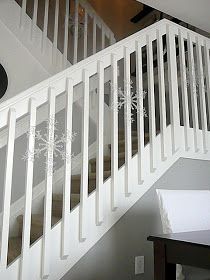 the stairs are decorated with snowflakes on them