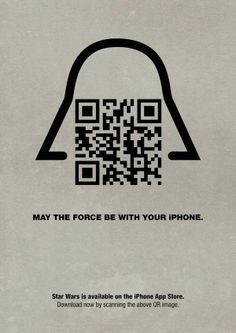 an advertisement for star wars is shown on the back of a gray phone case that says, may the force be with your iphone