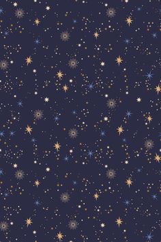 a blue background with gold and white stars