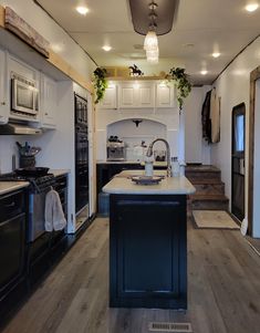 Remodel Camper Black White Grey Camper Interior, Black And White Rv Interior, Western Rv Decor, Western Camper Remodel, Western Camper, Camper Flip, 5th Wheel Remodel