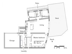 the floor plan for an apartment with two bedroom, one bathroom and another living room