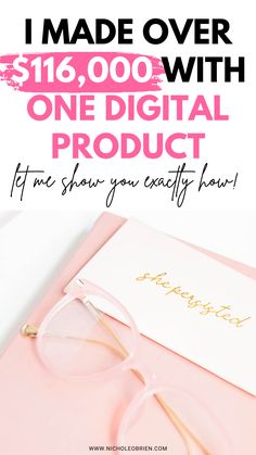 a pink envelope with the words, i made over $ 16, 000 with one digital product