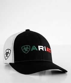 Ariat Mexico Flag 110 Flexfit Trucker Hat - White/Black , Men's Black Embroidered logo snapback hat One size fits most. 80% Polyester, 16% Cotton, 4% PU Spandex. Apparel & Accessories > Clothing Accessories > Hats Fitted Black Baseball Cap With Embroidered Logo, Snapback Hats For Guys, Fitted Snapback Hat With Curved Bill For Sports, Fitted Sports Cap, Fitted Snapback Hat With Curved Brim For Sports, White Fitted Sports Hat, Fitted Snapback Trucker Hat For Sports, Fitted Black Trucker Snapback Hat, Black Fitted Trucker Snapback Hat