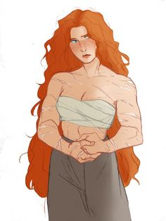 a drawing of a woman with red hair