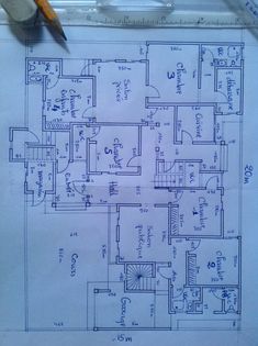 a blueprint shows the floor plan for a house