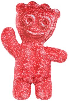 a red teddy bear with white sprinkles on it