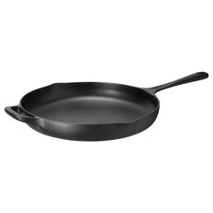 an empty frying pan on a white background