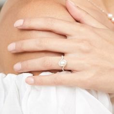 Akoya Pearl & Diamond Cheryl Ring Akoya Pearl Ring, Pearl Rings, Pearl And Diamond Ring, Stylish Party Dresses, Stylish Party, Akoya Pearls, Pearl Diamond, Pearl Ring, Party Dresses