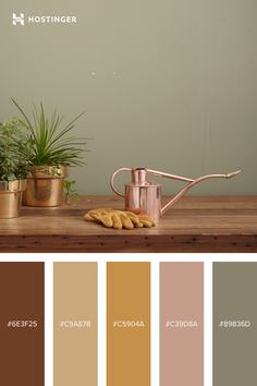 the color scheme is brown, beige and green