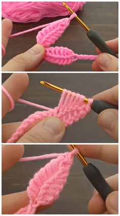 the crochet stitches are being worked on