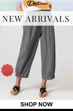 Women's Casual Plus Size Loose Pockets Elastic Waist Harem Pants Gray Harem Pants Loosely Fitted For Spring, Gray Harem Pants With Loosely Fitted Hips For Spring, Gray Harem Pants With Elastic Waistband For Spring, Spring Gray Harem Pants With Elastic Waistband, Spring Gray Harem Pants With Pockets, Solid Harem Pants For Workwear In Summer, Versatile Harem Pants For Spring, Versatile Non-stretch Harem Pants For Spring, Stretch Harem Pants For Workwear In Spring