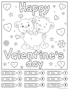 valentine's day coloring page with two teddy bears