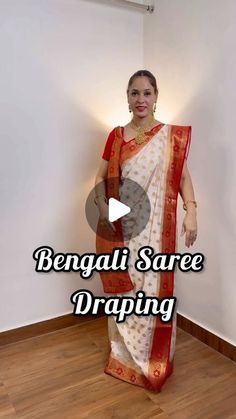 Bengali Look Saree, Bengali Drape, Bengali Saree Draping, Bengali Saree Look, Saree Folding, Draping Saree, Durga Pooja, Bengali Culture, Bengali Saree