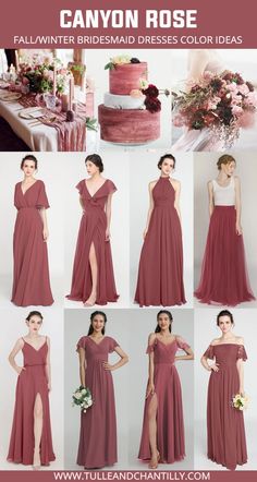 a collage of photos showing different bridesmaid dresses