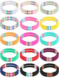 PRICES MAY VARY. Safe material: the beads of the colorful bracelets are made of quality soft ceramic material, with a smooth surface, which are light overall weight, not easy to fade, and comfortable to wear; This material is not irritating to the skin, so you can use it with confidence Appropriate size: this rainbow beaded bracelet has only one size, and this size is designed according to the actual needs of most women, so it can meet the needs of most women; In addition, the bracelet has quali Bracelets Surfer, Bracelets Rainbow, Make Clay Beads, Bracelets Summer, Heishi Bracelets, Clay Bracelets, Handmade Friendship Bracelets, Beach Bracelet, Preppy Jewelry