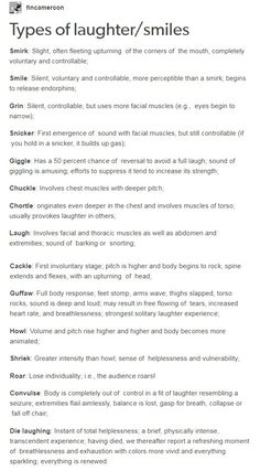 the types of laughter / smiles in an english language text description is shown above it