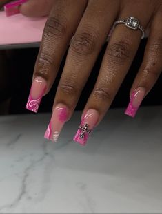 Cute Pink Nails Acrylic, Cute Pink Nails Short, Cute Pink Nails Design, Pink Nails Christmas, Pink Nails With Charms, Nails Design Classy, Pink Nails Simple, Nails Cute Pink, Pink Nails Cute