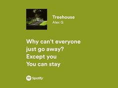 a green background with the words treehouse alex g and an image of a road