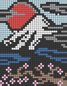 a cross stitch pattern with the image of a woman's feet and red umbrella