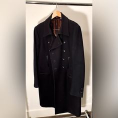 Zara Man Xl Long Black Wool Coat With Leather Piping On Pockets & Collar. Two Inside Pockets. Great Condition. Hits Below Knee. Long Black Wool Coat, Wool Long Coat, Black Wool Coat, Man Black, Long Wool Coat, Zara Man, Zara Jackets, Long Black, Zara Black