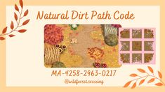 an advertisement for a natural dirt path code with flowers and trees in the foreground