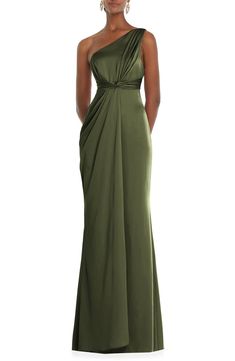 Dessy Collection One-Shoulder Satin Gown | Nordstrom Bridesmaids Styles, Mother Of The Groom Gowns, Green Formal Dresses, Dessy Collection, Mother Of The Bride Dresses Long, Curated Closet, Wedding Options, Elegant Weddings, Mother Of The Bride Gown