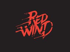 the red wind logo is shown on a black background with an orange spray paint effect